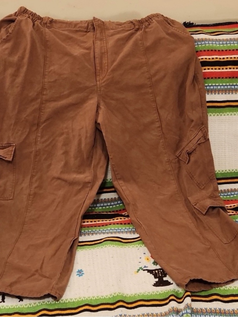 ARULA Size C 3x Chestnut Brown
Elastic Waist Cargo Pants Wide Legs